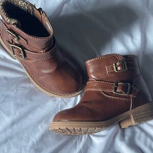 Brown Ankle Boots with Buckle Detail
